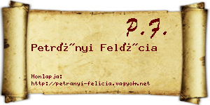 Petrányi Felícia névjegykártya