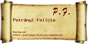 Petrányi Felícia névjegykártya